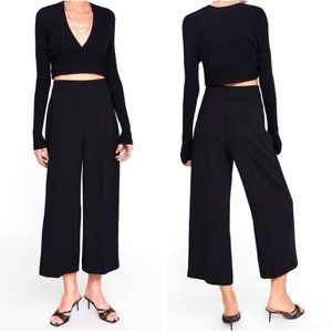 ZARA Cropped Wide Leg Black Pants